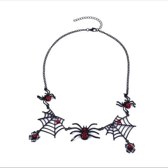 Gothic Black Spider Web Pendant Necklace Women Clavicle Chain Halloween Gifts - Picture 7 of 9